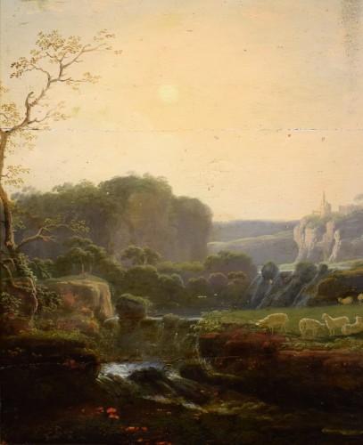 Paysage de la campagne romaine - école flamande italienne du XVIIIe siècle - Louis XIV